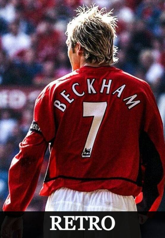 David Beckham in Manchester United retro jersey number 7