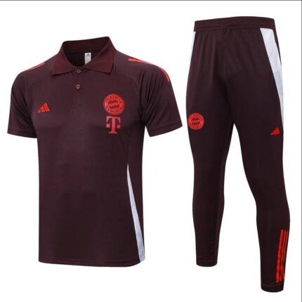 BAYERN MUNICH POLO TRACKSUIT 20242025 DARK RED
