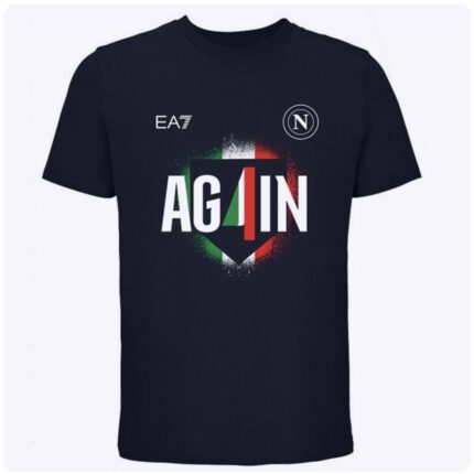 Maglietta commemorativa del campionato di Serie A 4 del Napoli 2025, nera