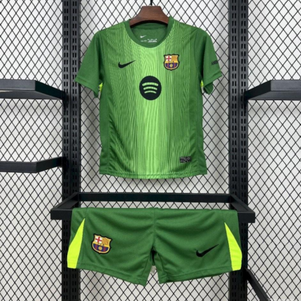 25-26 Kids Barcelona Goalkeeper Green Kit Youth Apparels Football